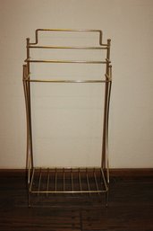 Vintage MCM Gold Brass Standing Tall Rack 16-in Wide