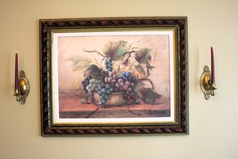Grape Wall Hanging Lisa White 1988  39x31 With Two Scones Beautifully Framed