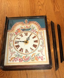 Cross Stitch Home Crafted Electric Clock  - One Piece Of Trim Is Missing And Two Others Need Reattached