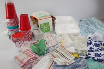 Kitchen Dish Rags, Plastic Ware, Napkins, Apron