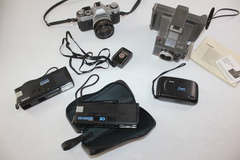Cameras!  Canon Ae1, Polaroid Land Camera, Keystone, Kodak, Everlast, Exposure Meter