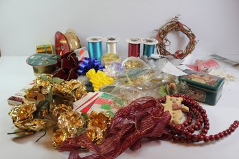 Lots Of Ribbon, Bows And Miscellaneous, Christmas Decor