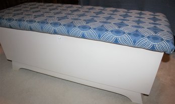 Lane Cedar Chest -painted White & Recovered On Top, Inside Has Shelf And In Great Shape 4 Foot X 18 In X 19