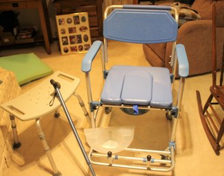 Never Used Handicap Toilet Seat Plus Shower Chair And Cane