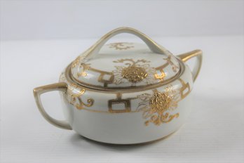 Vintage Nippon Hand Painted White And Gold Porcelain