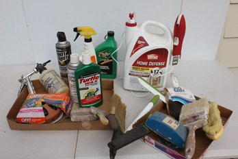 Miscellaneous Lot - Weed Killer, New And Used Brushes, Oil, Scraper Etc