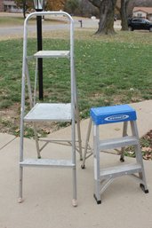 Two Step Stools, Werner Two Step And Folding Thinner Metal One