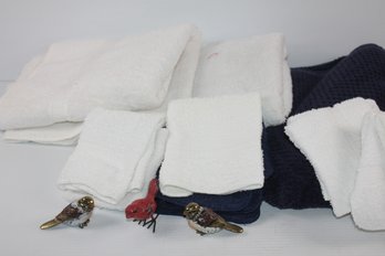 Small Lot Towels And Three Small Birds