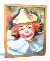 Frame Clown Oil Painting By Hazel 17.5 X 21.5