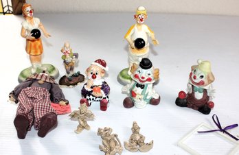 Lots Of Clowns-two Bowling Clowns One Has Small Chip On Fingers, 7 Inch Showstoppers Clown, Etc