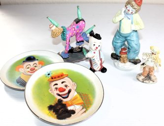 2 Clown Plates By Marquise 6.5 Inch D, Few Miscellaneous Clowns