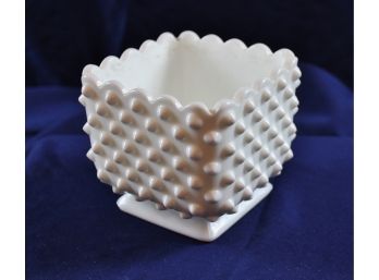 Vintage Fenton Milk Glass Hobnail Square Planter 4.5 Inch Square 4 In Tall