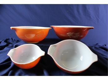 Set Of Four Pyrex Wheat Design 441, 442, 443, 444 Nice Shape