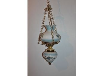 Beautiful Blue Rose Hanging Lamp Swag- Lamp Is 20 In Tall