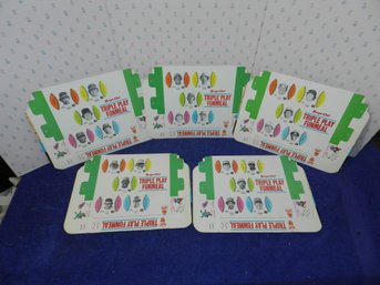 SET OF 5 1977 BURGER CHEF TRIPLE PLAY FUNMEAL UNCUT TEAM TRAY 9 DISC