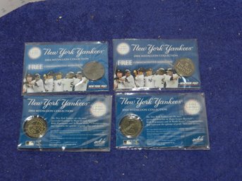 (4) NEW YORK YANKEES 2004 COMMERORATIVE MEDALLIONS FACTORY SEALED