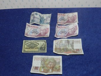 VINTAGE FOREIGN PAPER MONEY CANADA MEXICO FRANCE