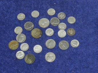 SMALL LOT PRE 1964 SILVER COINS WITH 1916 DIME