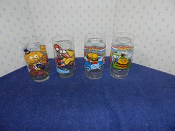 SET OF 4 VINTAGE MCDONALDS GLASSES RONALD MAYOR MCCHEESE MCDLT