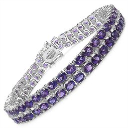 17.97 Carat Genuine Amethyst And Genuine Diamond Accents Sterling Silver Bracelet