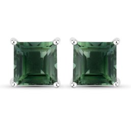 1.48 Carat Genuine Green Tourmaline 14K White Gold Earrings