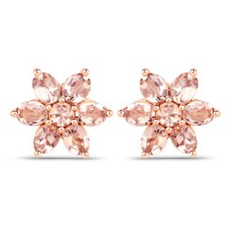 1.98 Carat Genuine Morganite 10K Rose Gold Earrings