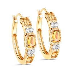 2.88 Carat Genuine Citrine And White Topaz .925 Sterling Silver Earrings