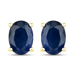 1.90 Carat Genuine Blue Sapphire 14K Yellow Gold Earrings