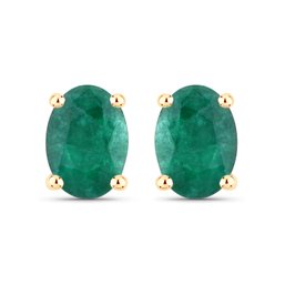 1.56 Carat Genuine Zambian Emerald 14K Yellow Gold Earrings