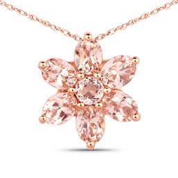 0.99 Carat Genuine Morganite 10K Rose Gold Pendant