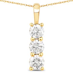 1.02 Carat Genuine Lab Grown Diamond 14K Yellow Gold Pendant