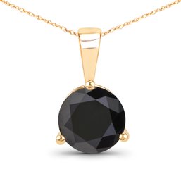 2.22 Carat Genuine Black Diamond 14K Yellow Gold Pendant