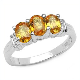 1.44 Carat Genuine Yellow Sapphire .925 Sterling Silver Ring