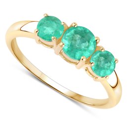 0.88 Carat Genuine Zambian Emerald 14K Yellow Gold Ring