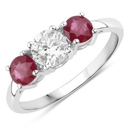 Genuine Ruby And Lab Diamond, 14kt Gold