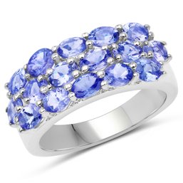 2.72 Carat Genuine Tanzanite .925 Sterling Silver Ring