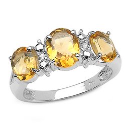 2.84 Carat Genuine Citrine & White Topaz .925 Sterling Silver Ring