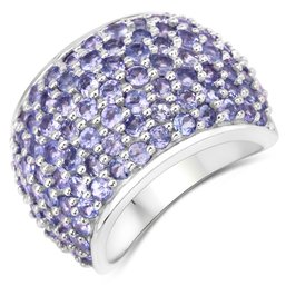 4.22 Carat Genuine Tanzanite .925 Sterling Silver Ring