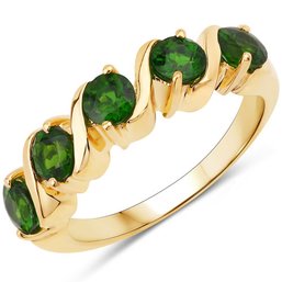 1.15 Carat Genuine Chrome Diopside .925 Sterling Silver Ring