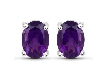 1.60 Carat Genuine Amethyst .925 Sterling Silver Earrings