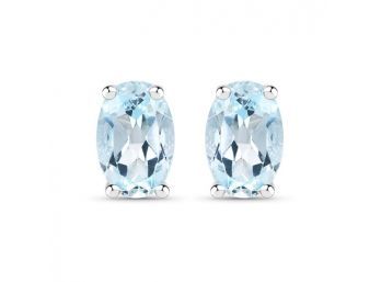 1.90 Carat Genuine Blue Topaz .925 Sterling Silver Earrings