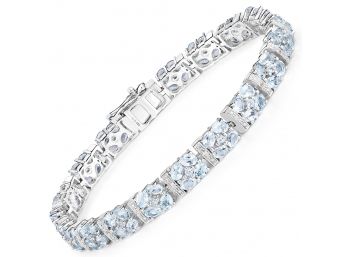 15.22 Carat Genuine Blue Topaz And White Topaz .925 Sterling Silver Bracelet