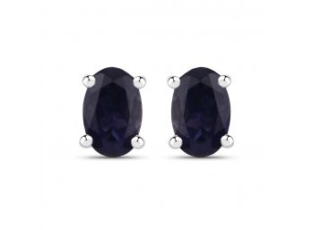 0.82 Carat Genuine Iolite .925 Sterling Silver Earrings