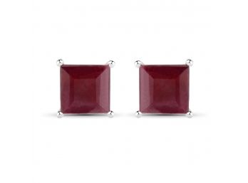 1.30 Carat Genuine Ruby .925 Sterling Silver Earrings