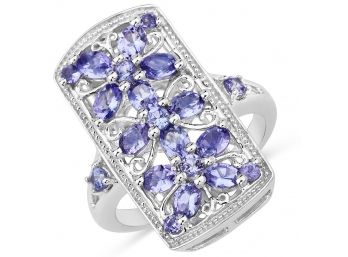 2.53 Carat Genuine Tanzanite .925 Sterling Silver Ring