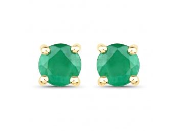 0.46 Carat Genuine Emerald 14K Yellow Gold Earrings