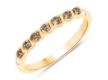 0.26 Carat Genuine Champagne Diamond 14K Yellow Gold Ring