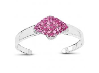 7.38 Carat Ruby, Ruby And White Topaz .925 Sterling Silver Bangle