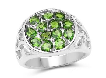 2.21 Carat Genuine Chrome Diopside .925 Sterling Silver Ring, Size 8.00