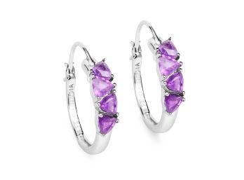 2.00 Carat Genuine Amethyst .925 Sterling Silver Earrings